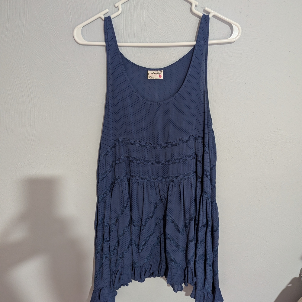 Free People Navy Textured Tank Top